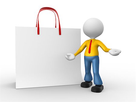 3d people - man, person with shopping bag Stock Photo - Budget Royalty-Free & Subscription, Code: 400-06770629