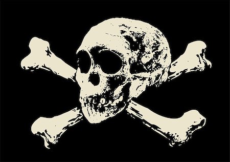 simsearch:400-07034577,k - Vector. Evil skull with bones. Warning sign Stock Photo - Budget Royalty-Free & Subscription, Code: 400-06770907