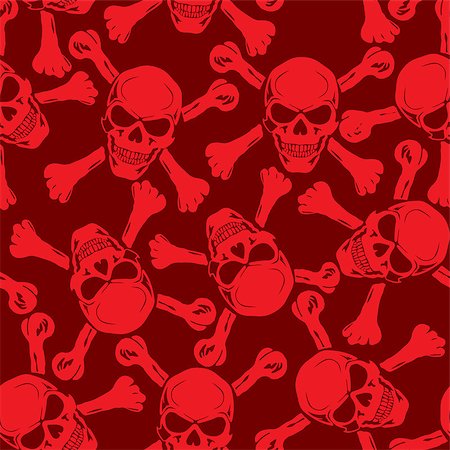 simsearch:400-07034577,k - Vector. Evil skull with bones. Warning sign. Seamless. Stock Photo - Budget Royalty-Free & Subscription, Code: 400-06770910
