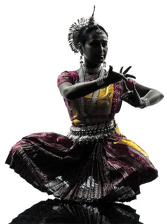 simsearch:400-06748271,k - one indian woman dancer dancing in silhouette studio isolated on white background Stockbilder - Microstock & Abonnement, Bildnummer: 400-06770994