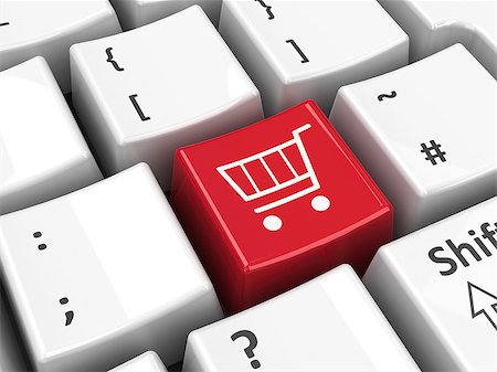 Shopping cart key on the computer keyboard, three-dimensional rendering Stock Photo - Budget Royalty-Free & Subscription, Code: 400-06771145