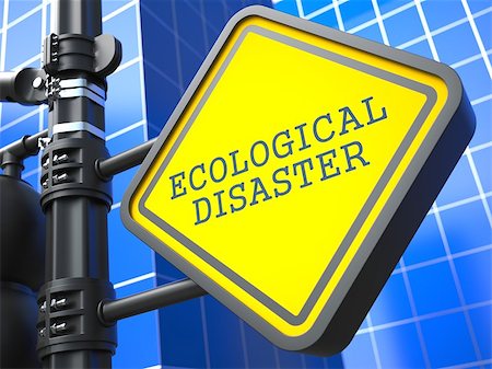 simsearch:696-03396834,k - Ecology Concept. Ecological Disaster Waymark on Blue Background. Stock Photo - Budget Royalty-Free & Subscription, Code: 400-06771454