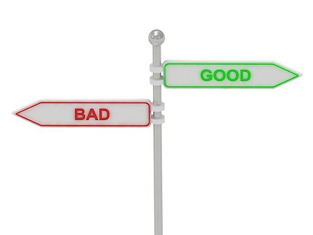 simsearch:400-05731083,k - Signs with red "BAD" and green "GOOD" pointing in opposite directions, Isolated on white background, 3d rendering Foto de stock - Royalty-Free Super Valor e Assinatura, Número: 400-06771557