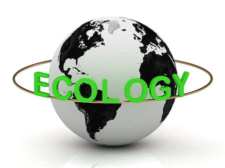 ECOLOGY inscription in green letters around the earth Stock Photo - Budget Royalty-Free & Subscription, Code: 400-06771598