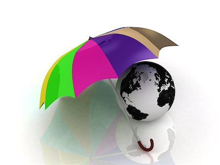 simsearch:400-08556675,k - Abstraction of the globe under the colour umbrella. Protection of an environment Fotografie stock - Microstock e Abbonamento, Codice: 400-06771604