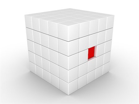 simsearch:400-06762308,k - One 3d cube is pressed inside of object made of cubes Stockbilder - Microstock & Abonnement, Bildnummer: 400-06771705