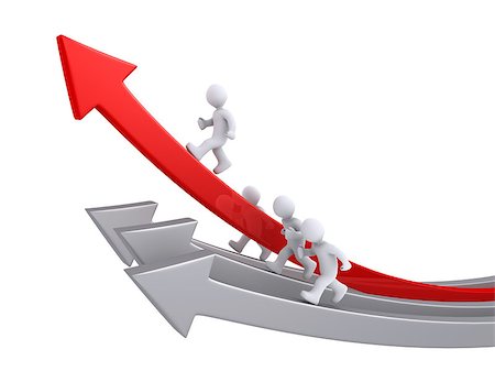 simsearch:400-06762308,k - 3d people are running on arrows and one is the leader Stockbilder - Microstock & Abonnement, Bildnummer: 400-06771708