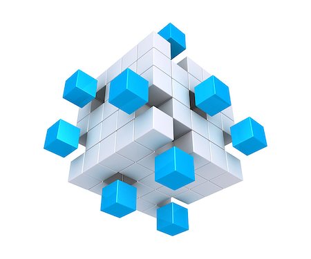 simsearch:400-06762308,k - 3d cubes are detached from square object made of cubes Stock Photo - Budget Royalty-Free & Subscription, Code: 400-06771702