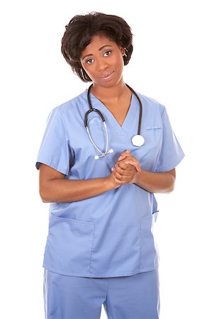 black nurse wearing scrubs on white isolated background Stock Photo - Budget Royalty-Free & Subscription, Code: 400-06771784