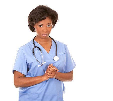 black nurse wearing scrubs on white isolated background Stock Photo - Budget Royalty-Free & Subscription, Code: 400-06771785
