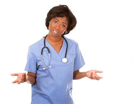 black nurse wearing scrubs on white isolated background Stock Photo - Budget Royalty-Free & Subscription, Code: 400-06771786