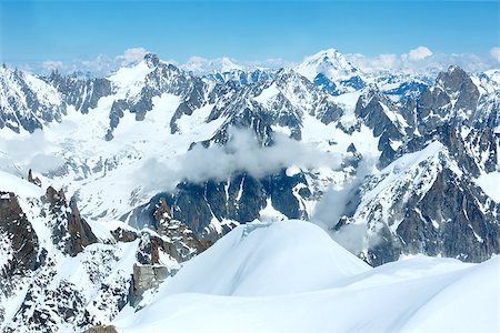 Mont Blanc mountain massif summer landscape(view from Aiguille du Midi Mount, France ) Stock Photo - Budget Royalty-Free & Subscription, Code: 400-06772041