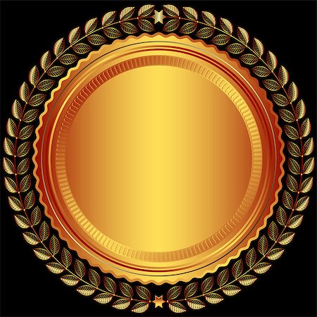 simsearch:400-06080425,k - Bronze round frame with leaves and stars on black (vector) Stock Photo - Budget Royalty-Free & Subscription, Code: 400-06772050