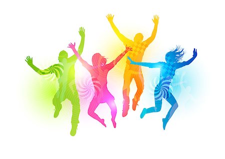 Colourful Jumping People. Healthly young people vector illustration Stock Photo - Budget Royalty-Free & Subscription, Code: 400-06772394