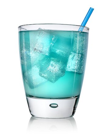 fresh glass of ice water - Blue cocktail in a glass isolated on a white background Stock Photo - Budget Royalty-Free & Subscription, Code: 400-06772466