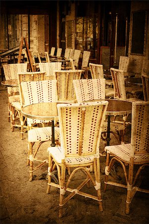 Retro coffee terrace with tables and chairs,paris France Stock Photo - Budget Royalty-Free & Subscription, Code: 400-06772684