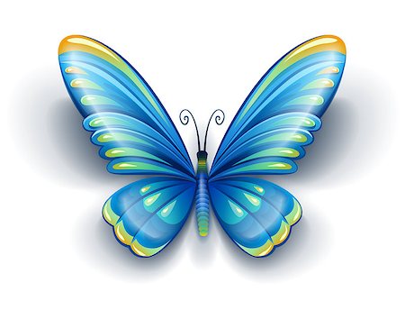 blue butterfly insect with color wings - EPS10 vector illustration isolated on white background Foto de stock - Super Valor sin royalties y Suscripción, Código: 400-06772713
