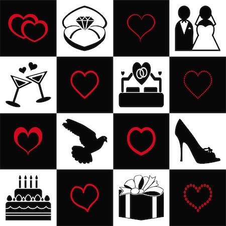 Wallpaper with wedding icons in black and white Stock Photo - Budget Royalty-Free & Subscription, Code: 400-06772820