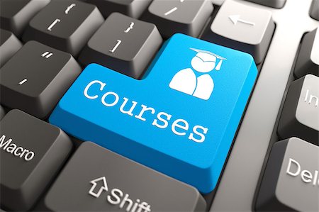 Blue "Courses" Button on Computer Keyboard. Background for Your Blog or Publication. Stock Photo - Budget Royalty-Free & Subscription, Code: 400-06772836