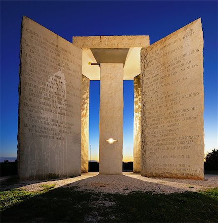 stonehenge - Mysterious Georgia Guidestones in North Georgia, USA. Stock Photo - Budget Royalty-Free & Subscription, Code: 400-06773107