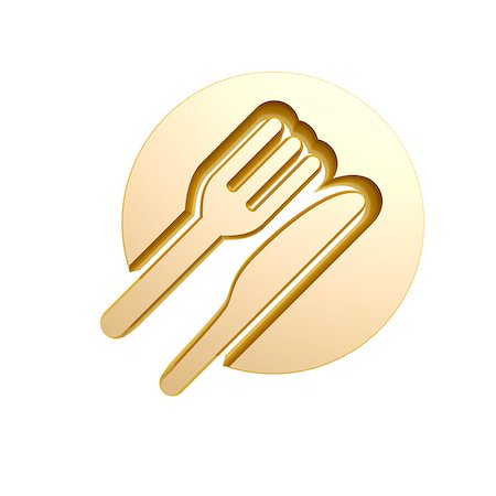 golden tableware symbol isolated on white background Stock Photo - Budget Royalty-Free & Subscription, Code: 400-06787096