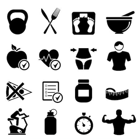 Diet, fitness and healthy living icon set Stock Photo - Budget Royalty-Free & Subscription, Code: 400-06787338