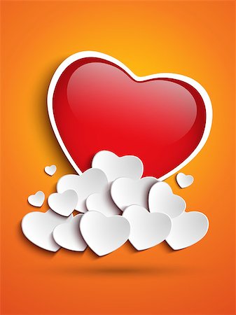 simsearch:400-09268408,k - Vector - Mother Day Heart Clouds on Orange Background Stock Photo - Budget Royalty-Free & Subscription, Code: 400-06787401