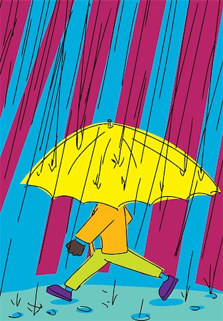 pouring rain on people - Person partially hidden with umbrella walking in the rain Photographie de stock - Aubaine LD & Abonnement, Code: 400-06787438