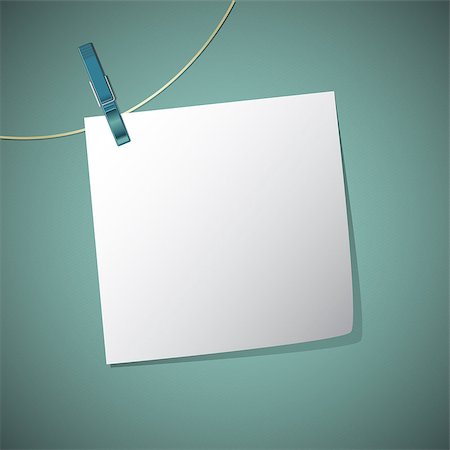Note paper hang on string with clothes pin, vector illustration Stock Photo - Budget Royalty-Free & Subscription, Code: 400-06787554