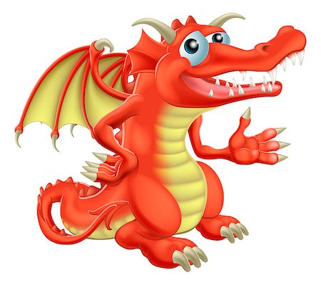 simsearch:400-06525993,k - Drawing of a cute happy red dragon character Foto de stock - Super Valor sin royalties y Suscripción, Código: 400-06787657