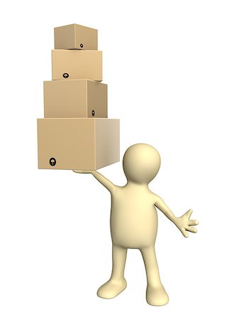 simsearch:400-04557469,k - Puppet with boxes. Isolated over white Stock Photo - Budget Royalty-Free & Subscription, Code: 400-06787776