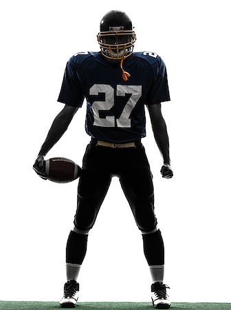 one caucasian quarterback american football player man in silhouette studio isolated on white background Foto de stock - Super Valor sin royalties y Suscripción, Código: 400-06788144