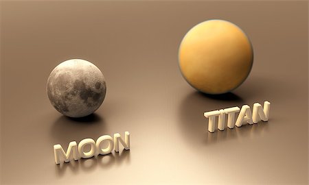 simsearch:400-06766471,k - A rendered size-comparison sheet between the Earth Moon and the Saturn Moon Titan with captions. Stock Photo - Budget Royalty-Free & Subscription, Code: 400-06788252