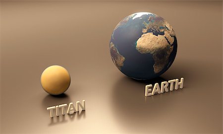 simsearch:400-06766471,k - A rendered size-comparison sheet between the Planet Earth and the Saturn Moon Titan with captions. Stock Photo - Budget Royalty-Free & Subscription, Code: 400-06788253