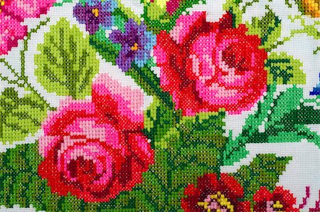 embroidered good by cross-stitch pattern. ukrainian ethnic ornament Stockbilder - Microstock & Abonnement, Bildnummer: 400-06788627