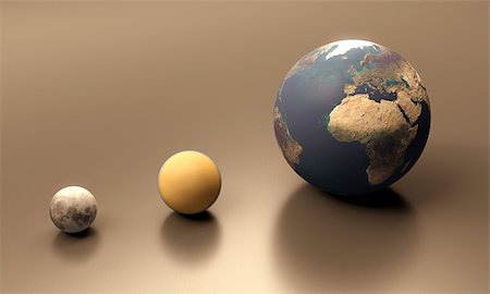 simsearch:400-06766471,k - A rendered size-comparison sheet between the Planet Earth, the Moon and Saturn Moon Titan. Stock Photo - Budget Royalty-Free & Subscription, Code: 400-06788656