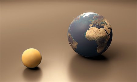 simsearch:400-06766471,k - A rendered size-comparison sheet between the Planet Earth and the Saturn Moon Titan. Stock Photo - Budget Royalty-Free & Subscription, Code: 400-06788658