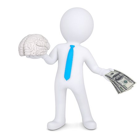 simsearch:400-06789466,k - 3d man changes the brain for money. Isolated render on a white background Stock Photo - Budget Royalty-Free & Subscription, Code: 400-06789485