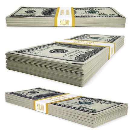 simsearch:400-05140548,k - A pack of dollar bills. Isolated render on a white background Stock Photo - Budget Royalty-Free & Subscription, Code: 400-06789518