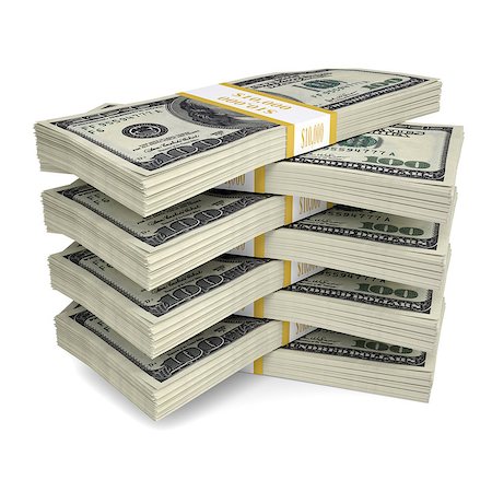 simsearch:400-04392041,k - A few packs of dollar bills. Isolated render on a white background Foto de stock - Royalty-Free Super Valor e Assinatura, Número: 400-06789523