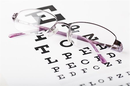 Closeup view of eyeglasses on a eye chart Photographie de stock - Aubaine LD & Abonnement, Code: 400-06794042