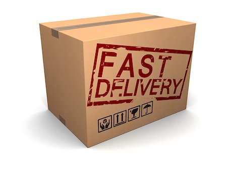 simsearch:400-09225864,k - 3d illustration of cardboard box with fast delivery sign Stock Photo - Budget Royalty-Free & Subscription, Code: 400-06794126