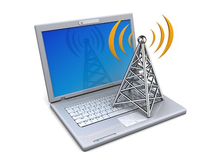 simsearch:400-07570955,k - laptop and wireless tower Stock Photo - Budget Royalty-Free & Subscription, Code: 400-06794129