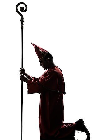one man cardinal bishop silhouette in studio isolated on white background Photographie de stock - Aubaine LD & Abonnement, Code: 400-06794890