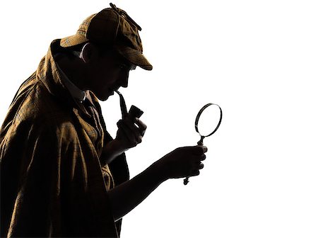 private detective - sherlock holmes silhouette in studio on white background Stock Photo - Budget Royalty-Free & Subscription, Code: 400-06794911