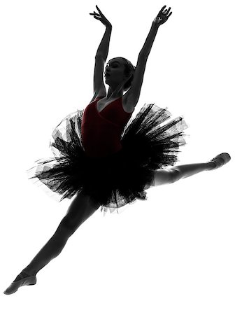 one caucasian young woman ballerina ballet dancer dancing with tutu in silhouette studio on white background Stock Photo - Budget Royalty-Free & Subscription, Code: 400-06794929