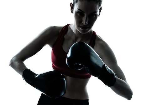 one caucasian woman boxing exercising in silhouette studio  isolated on white background Stock Photo - Budget Royalty-Free & Subscription, Code: 400-06794970