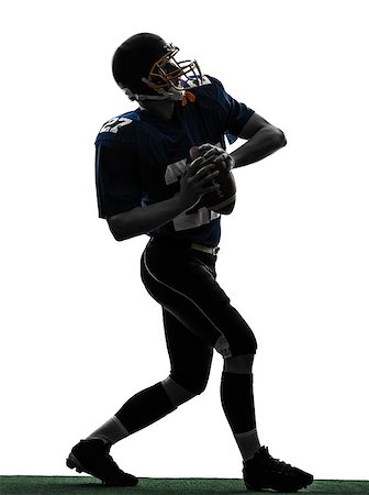 one caucasian quarterback american throwing football player man in silhouette studio isolated on white background Foto de stock - Super Valor sin royalties y Suscripción, Código: 400-06795022