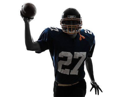 one caucasian quarterback american throwing football player man in silhouette studio isolated on white background Foto de stock - Super Valor sin royalties y Suscripción, Código: 400-06795023