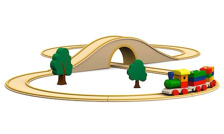 simsearch:400-05292821,k - 3D illustration of colorful wooden toy train with track, isolated on white background Stock Photo - Budget Royalty-Free & Subscription, Code: 400-06795133